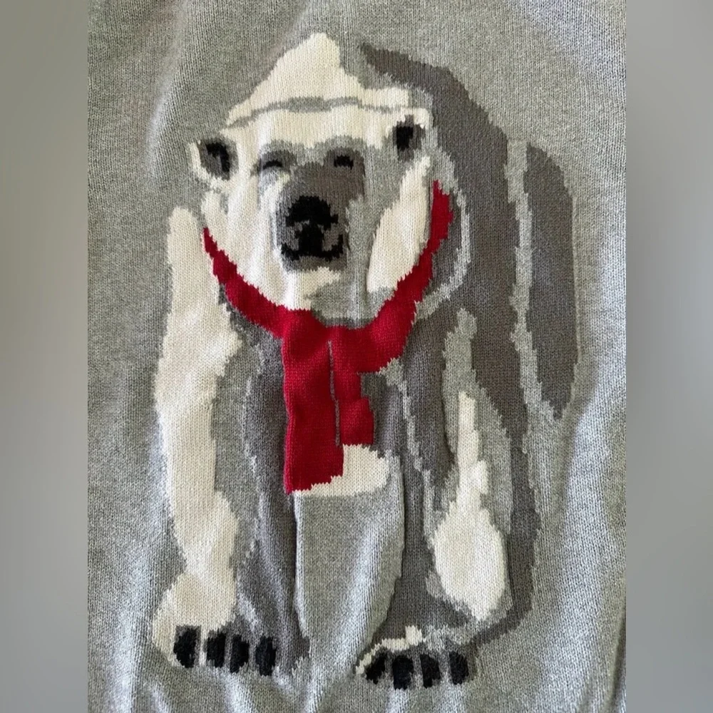 Gymboree Grey Polar Bear Holiday Kids Long Sleeve Sweater size L (10-12)